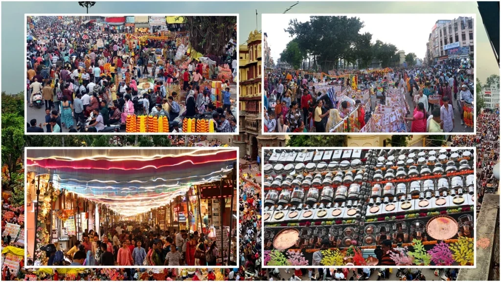 इंदौर का राजवाड़ा बना आस्था का केंद्र: दीपोत्सव के लिए सजे बाजार, पूजन सामग्री की खरीदारी को उमड़े लोग