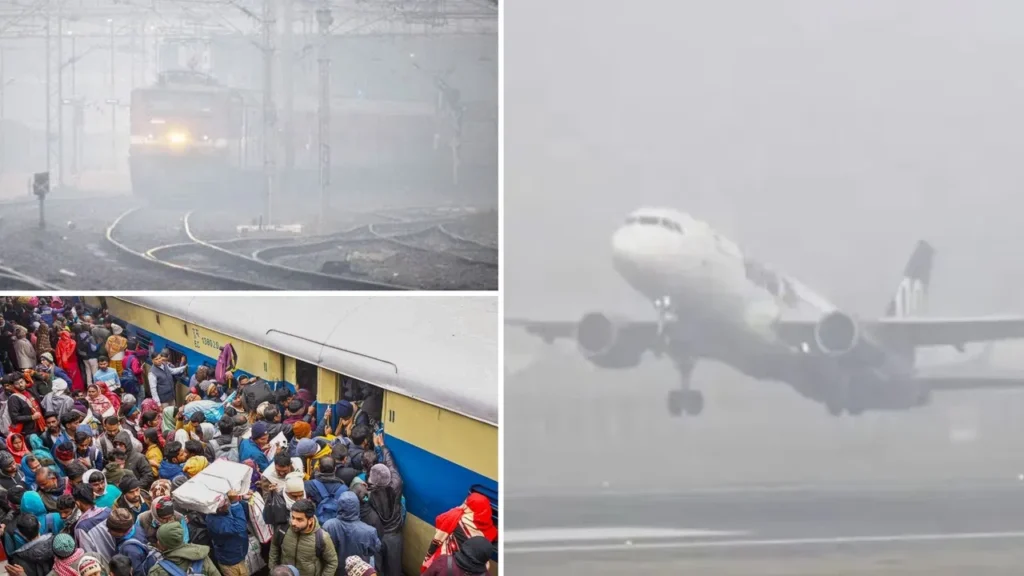 कोहरे की मार: ट्रेनें 10–18 घंटे देरी से चलीं, फ्लाइट्स भी प्रभावित