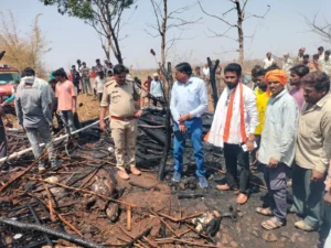 झिरन्या के बड़ी पिछोड़िया में मजदूर के घर लगी भीषण आग, मवेशी और पूरी गृहस्थी जलकर खाक