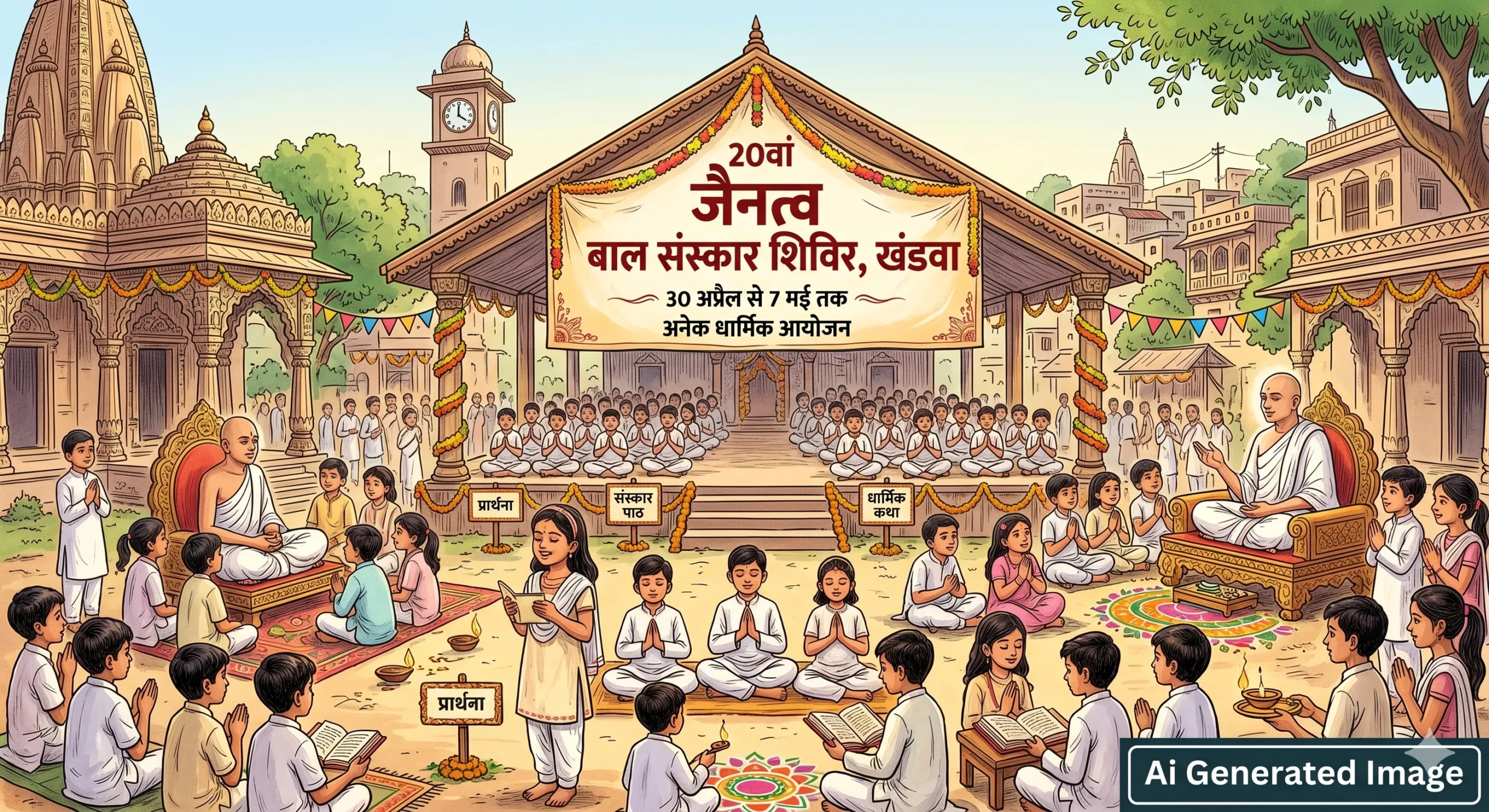 खंडवा में 20वां जैनत्व बाल संस्कार शिविर कल से, 30 अप्रैल से 7 मई तक होंगे कई धार्मिक आयोजन