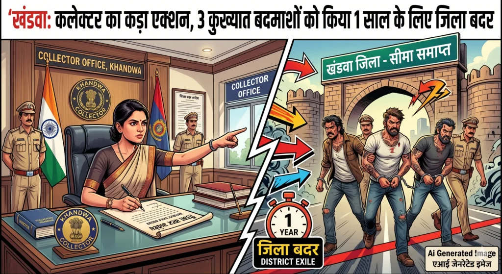 खंडवा: कलेक्टर का कड़ा एक्शन, 3 कुख्यात बदमाशों को किया 1 साल के लिए जिला बदर