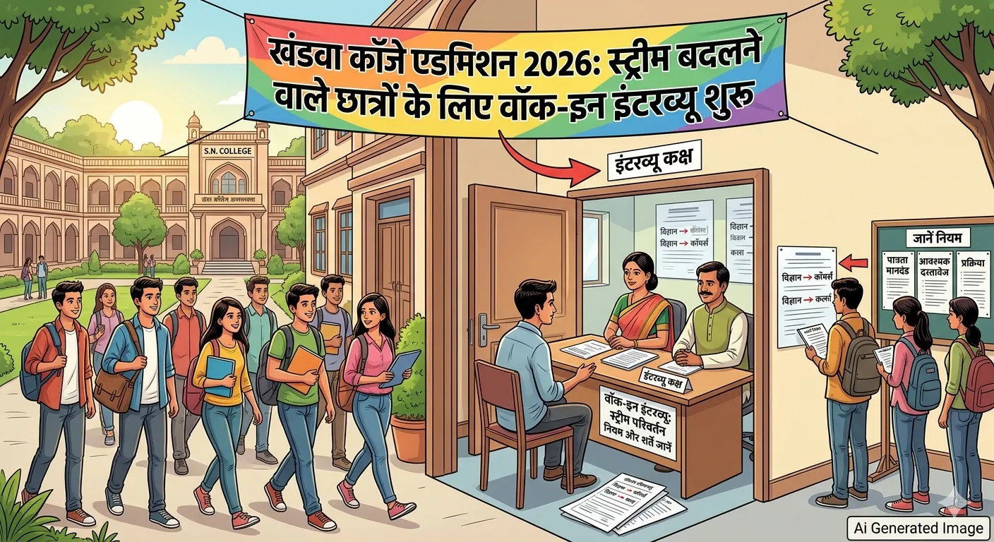 खंडवा कॉलेज एडमिशन 2026: स्ट्रीम बदलने वाले छात्रों के लिए वॉक-इन इंटरव्यू शुरू, जानें नियम