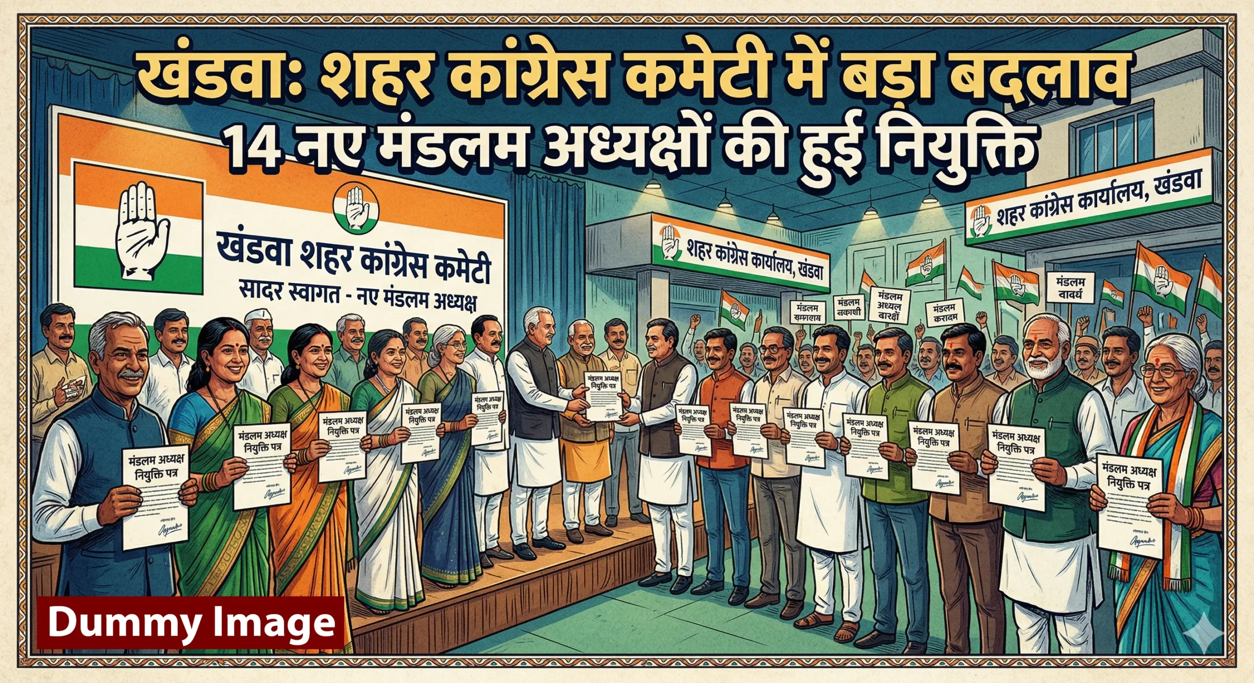 खंडवा: शहर कांग्रेस कमेटी में बड़ा बदलाव, 14 नए मंडलम अध्यक्षों की हुई नियुक्ति