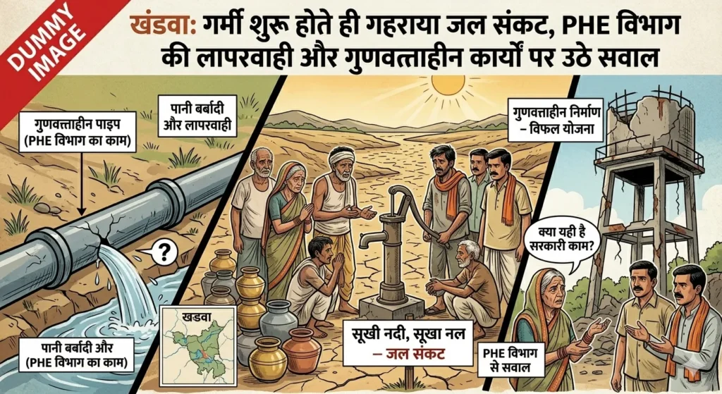 खंडवा: गर्मी शुरू होते ही गहराया जल संकट, PHE विभाग की लापरवाही और गुणवत्ताहीन कार्यों पर उठे सवाल