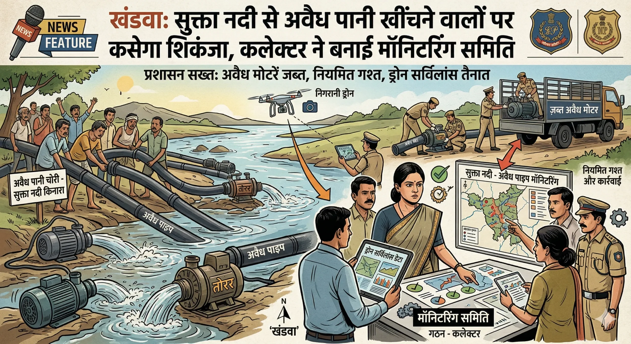 खंडवा: सुक्ता नदी से अवैध पानी खींचने वालों पर कसेगा शिकंजा, कलेक्टर ने बनाई मॉनिटरिंग समिति