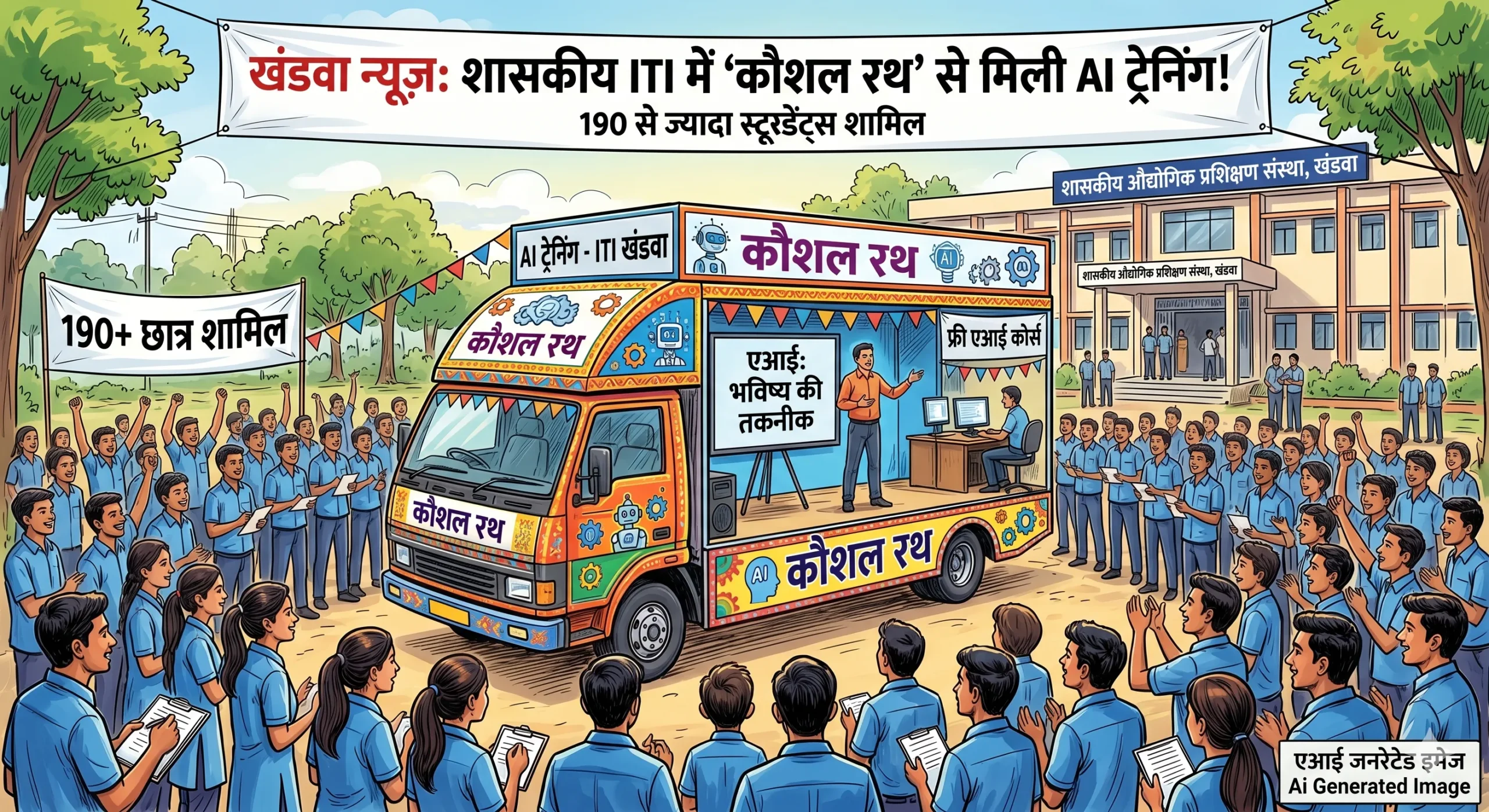 शासकीय ITI में ‘कौशल रथ’ से दी गई AI ट्रेनिंग, 190 से ज्यादा स्टूडेंट्स हुए शामिल