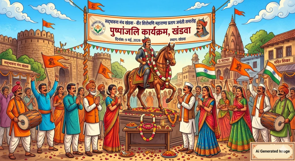 Maharana Pratap Jayanti Khandwa: सद्भावना मंच ने मनाई वीर शिरोमणि महाराणा प्रताप की जयंती, दी गई पुष्पांजलि