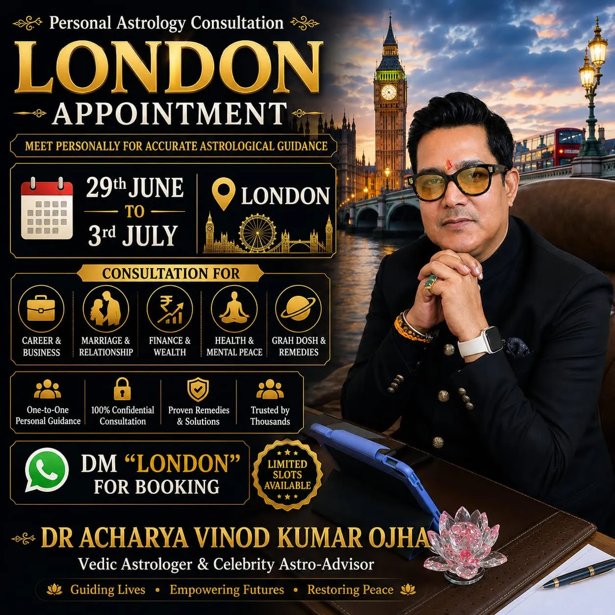 Acharya Vinod Kumar in London: 29 जून से लंदन में आचार्य विनोद कुमार देंगे वैदिक ज्योतिष का ज्ञान, लोगों में भारी उत्साह