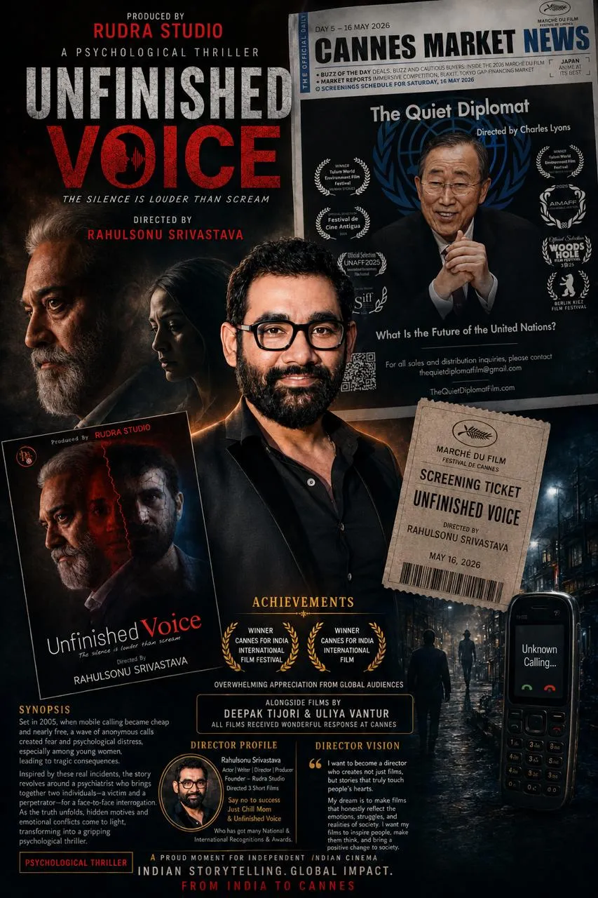 Cannes Film Festival 2026:nकान्स में चमकी मनोवैज्ञानिक थ्रिलर ‘अनफिनिश्ड वॉइस’, भारतीय स्वतंत्र सिनेमा की बड़ी छलांग