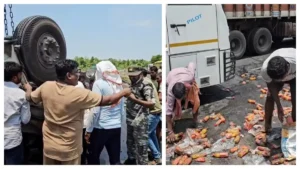 Hazaribagh Road Accident: चरही घाटी में पलटा कोल्ड ड्रिंक से लदा ट्रक; केबिन में फंसे चालक को घंटों की मशक्कत के बाद निकाला