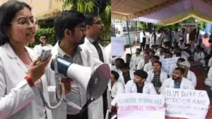 लखनऊ KGMU में MBBS इंटर्न्स की भूख हड़ताल: ₹12,000 से बढ़ाकर ₹30,000 स्टाइपेंड करने की मांग, गेट पर पुलिस तैनात