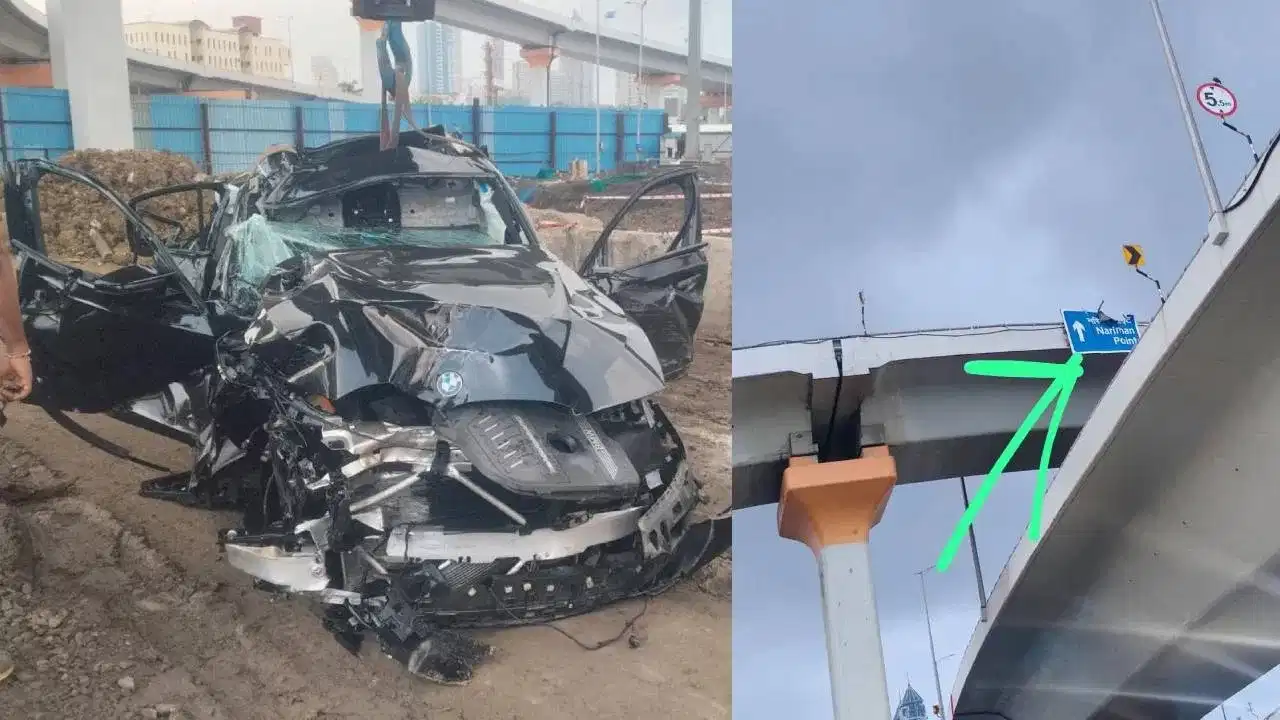 Mumbai BMW Flyover Accident: मरीन ड्राइव कोस्टल रोड पर तड़के 5 बजे भीषण हादसा; अनियंत्रित होकर पलटी कार, 1 गंभीर